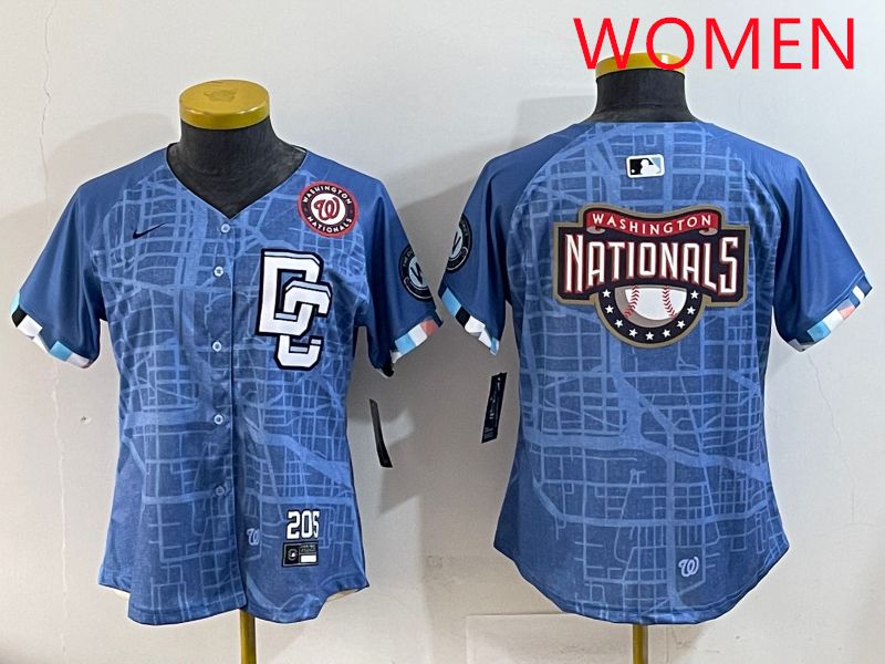 Women Washington Nationals Blank Blue Joint Name 2025 Nike MLB Jersey style 7->women mlb jersey->Women Jersey